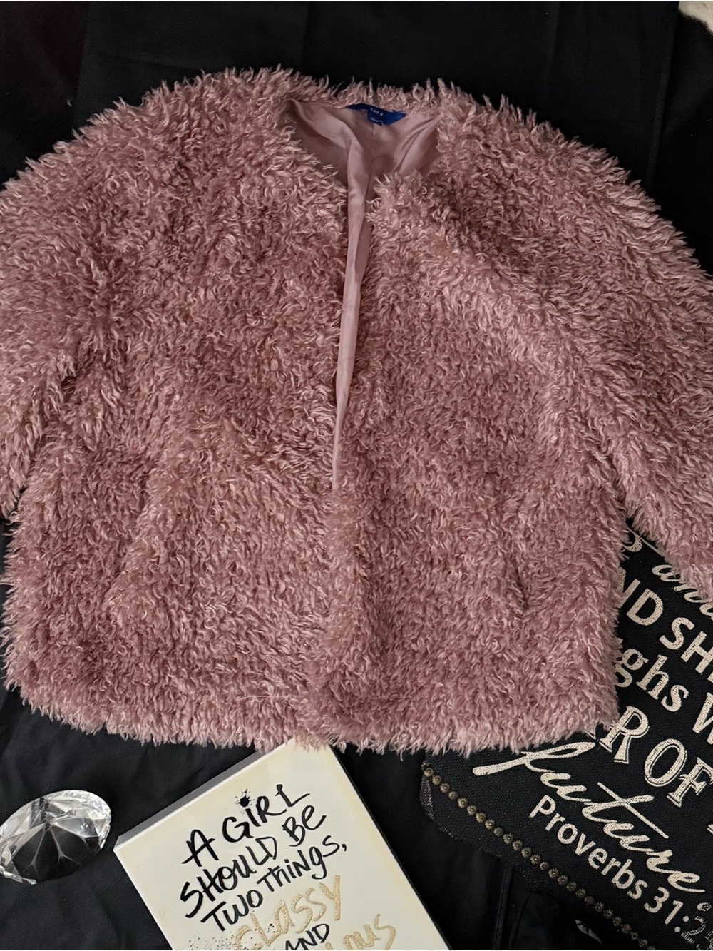 Apt. 9 Dusty Pink Faux Fur Jacket